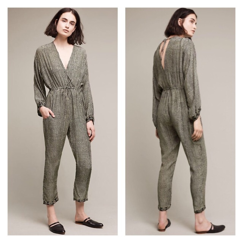BLUE Anthropologie Claudette Jumpsuit
